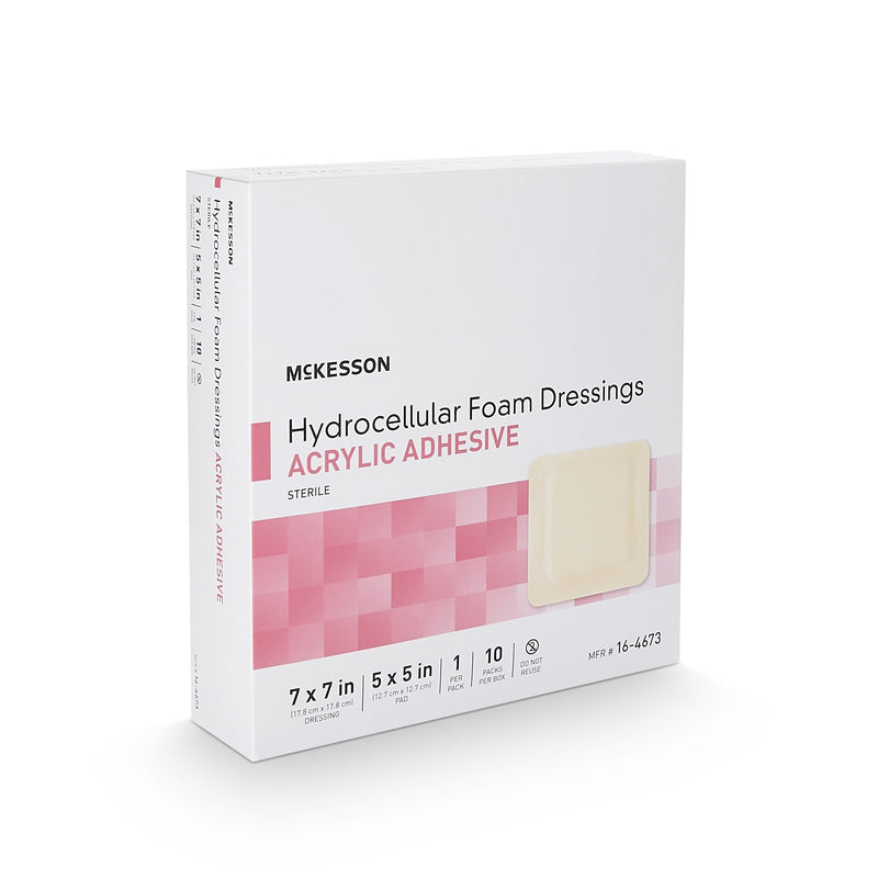 McKesson Foam Dressing 7 X 7 Inch With Border Film Backing Acrylic Adhesive Square Sterile (1138301_BX) 10/BX