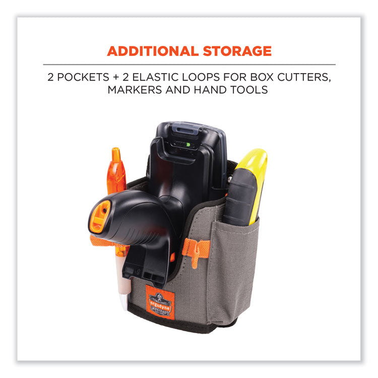 ergodyne® Squids 5543 Handheld Barcode Scanner Mount Holder w/Fastener Straps, 2 Comp, 3.5 x 2.5 x 7.3, Gray,Ships in 1-3 Business Days (EGO19185) Each