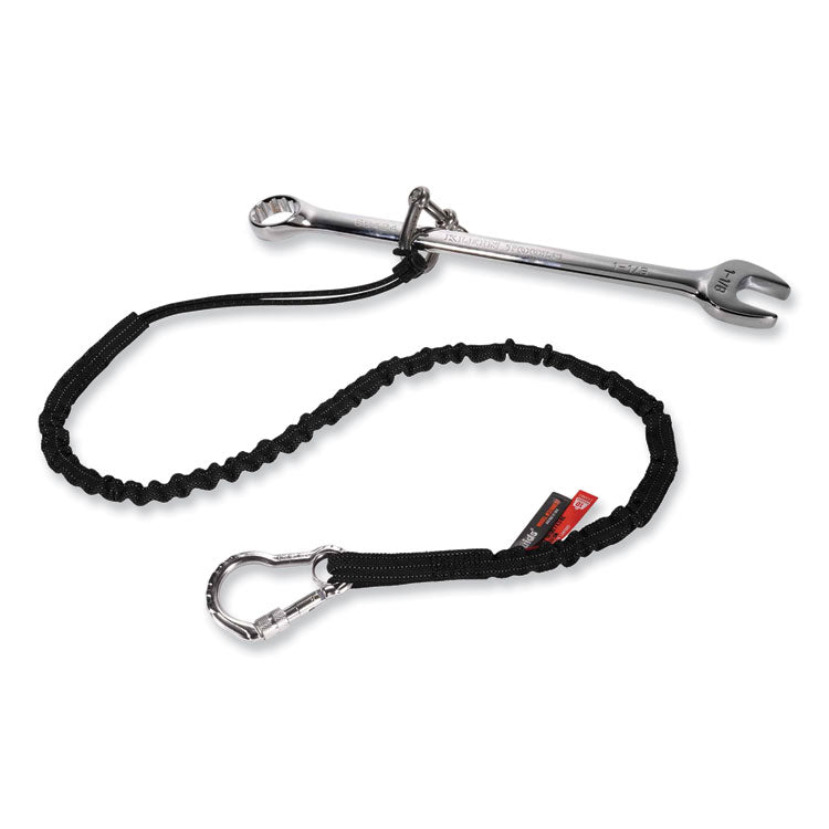 ergodyne® Squids 3100 Lanyard w/Aluminum Carabiner + Cinch-Loop, 10 lb Max Work Capacity, 42" to 54", Black, Ships in 1-3 Business Days (EGO19012) Each