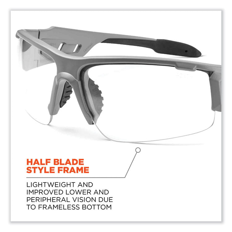ergodyne® Skullerz Dagr Safety Glasses, Matte Gray Nylon Impact Frame, Anti-Fog Clear Polycarbonate Lens, Ships in 1-3 Business Days (EGO52103) Each