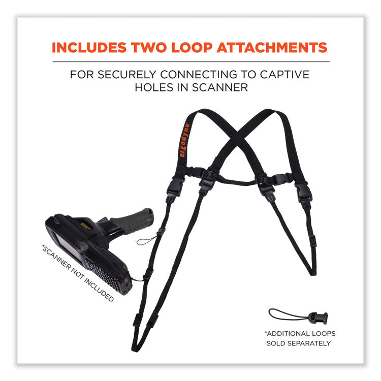 ergodyne® Squids 3132 Barcode Scanner Lanyard Harness, Small: 13" Arm Strap, 32" Long Lanyard Strap, Black, Ships in 1-3 Business Days (EGO19163) Each
