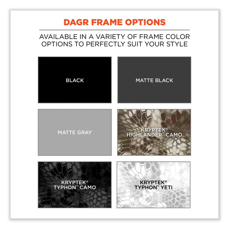 ergodyne® Skullerz Dagr Safety Glasses, Matte Gray Nylon Impact Frame, Indoor/Outdoor Polycarbonate Lens, Ships in 1-3 Business Days (EGO52180) Each