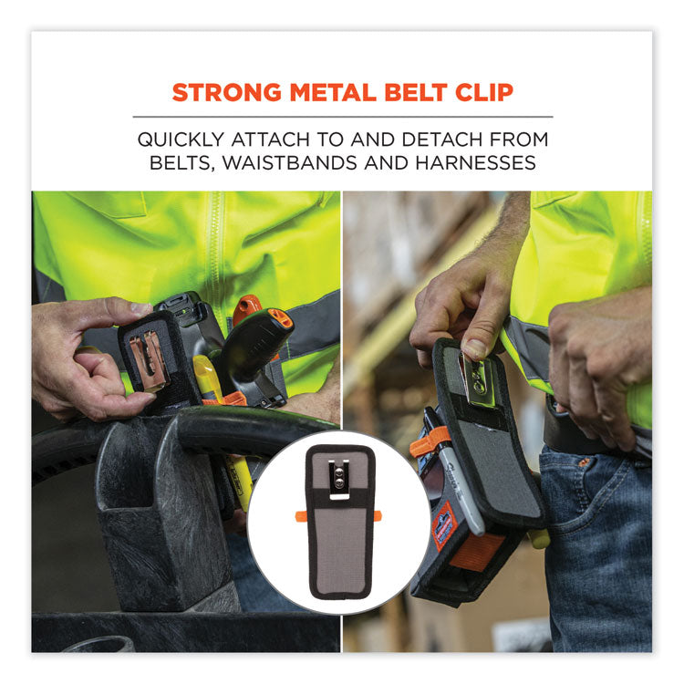ergodyne® Squids 5541 Handheld Barcode Scanner Holster w/Belt Clip, 2 Comp, 2.75 x 3.5 x 7.3, Polyester,Gray,Ships in 1-3 Business Days (EGO19182) Each
