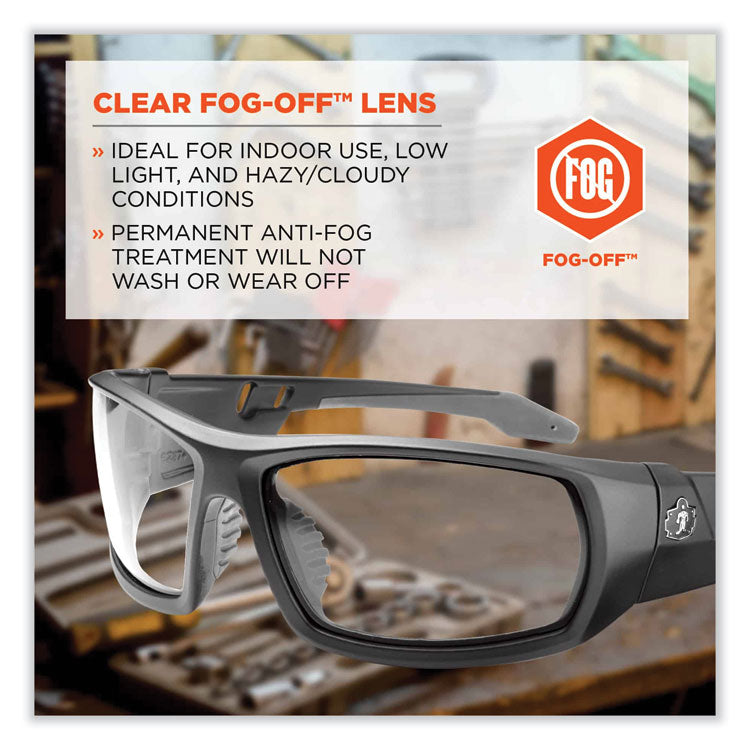 ergodyne® Skullerz Odin Safety Glasses, Matte Black Nylon Impact Frame, Anti-Fog Clear Polycarbonate Lens, Ships in 1-3 Business Days (EGO50403) Each