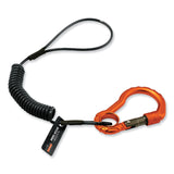 ergodyne® Squids 3156 Coiled Tool Lanyard with Carabiner, 2 lb Max Work Capacity, 12" to 48", Black/Orange, Ships in 1-3 Business Days (EGO19161) Each