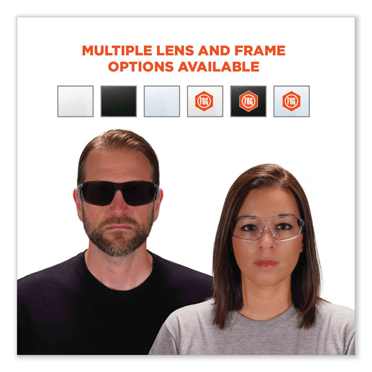 ergodyne® Skullerz Saga Frameless Safety Glasses, Matte Black Nylon Impact Frame, Clear Polycarbonate Lens, Ships in 1-3 Business Days (EGO59100) Each