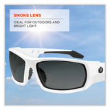 ergodyne® Skullerz Odin Safety Glasses, White Nylon Impact Frame, Smoke Polycarbonate Lens, Ships in 1-3 Business Days (EGO50230) Each