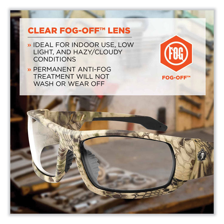 ergodyne® Skullerz Odin Safety Glasses, Kryptek Highlander Nylon Impact Frame, Anti-Fog Clear Lens, Ships in 1-3 Business Days (EGO50303) Each
