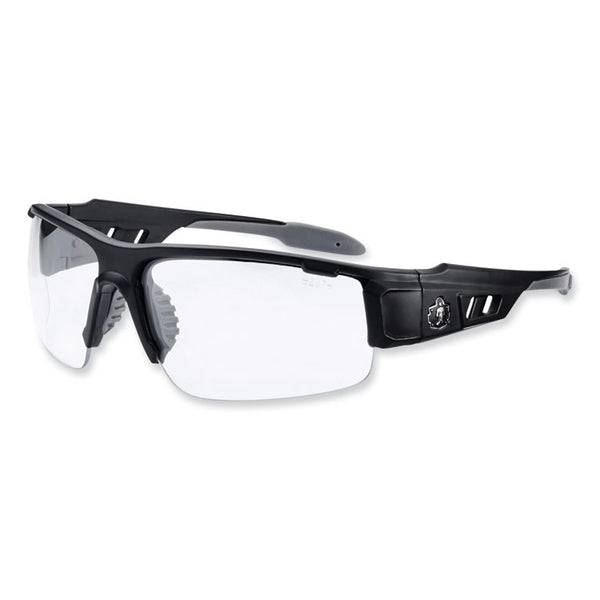 ergodyne® Skullerz Dagr Safety Glasses, Matte Black Nylon Impact Frame, Clear Polycarbonate Lens, Ships in 1-3 Business Days (EGO52400)