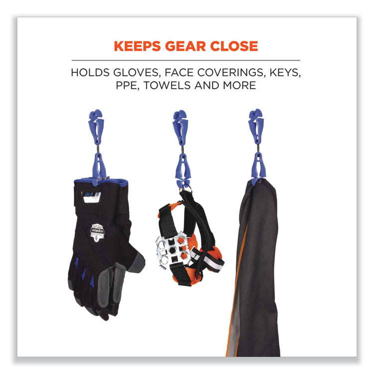 ergodyne® Squids 3420 Dual Clip Swivel Glove Clip Holder, 1 x 0.6 x 5.5, Acetal Copolymer, Blue, Ships in 1-3 Business Days (EGO19417) Each