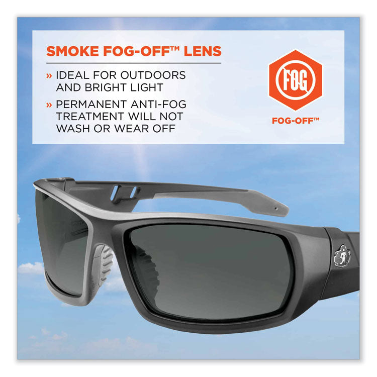 ergodyne® Skullerz Odin Safety Glasses, Matte Black Nylon Impact Frame, Anti-Fog Smoke Polycarbonate Lens, Ships in 1-3 Business Days (EGO50433) Each