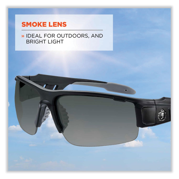 ergodyne® Skullerz Dagr Safety Glasses, Matte Black Nylon Impact Frame, Smoke Polycarbonate Lens, Ships in 1-3 Business Days (EGO52430) Each