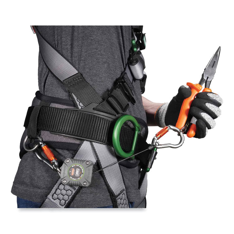 ergodyne® Squids 3003 Retractable Lanyard with Two Carabiners, 2 lb Max Working Capacity, 8" to 48", Gray, Ships in 1-3 Business Days (EGO19303) Each