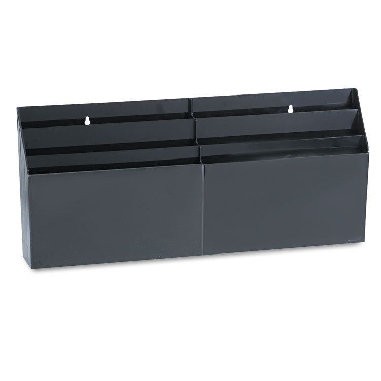Rubbermaid® Optimizers Six-Pocket Organizer, 6 Sections, Letter Size, 26.66" x 3.8" x 11.56" , Black (RUB96060ROS)