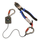 ergodyne® Squids 3003 Retractable Lanyard with Two Carabiners, 2 lb Max Working Capacity, 8" to 48", Gray, Ships in 1-3 Business Days (EGO19303) Each