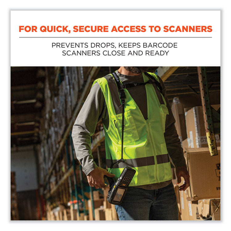 ergodyne® Squids 3132 Barcode Scanner Lanyard Harness, Small: 13" Arm Strap, 32" Long Lanyard Strap, Black, Ships in 1-3 Business Days (EGO19163) Each