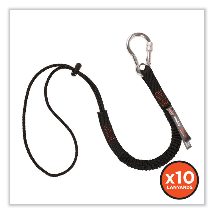 ergodyne® Squids 3105 Tool Lanyard w/Aluminum Carabiner+Cinch-Loop, 15lb Max Work Cap,32" to 48",Black,10/PK,Ships in 1-3 Business Days (EGO19010) Each