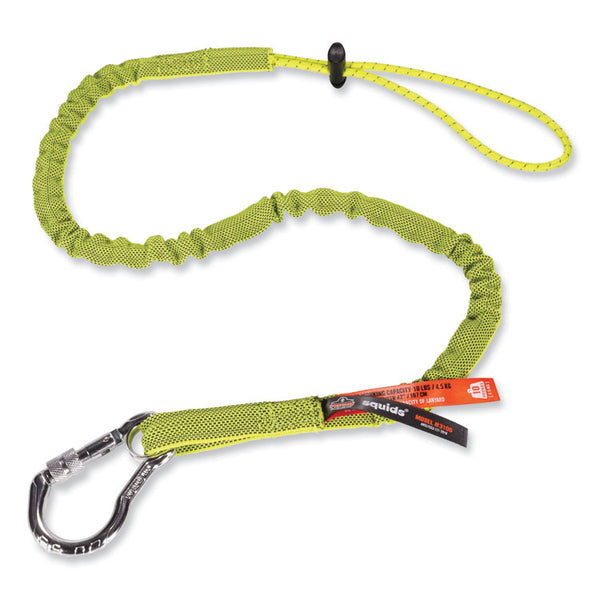 ergodyne® Squids 3100 Lanyard w/Aluminum Carabiner + Cinch-Loop, 10 lb Max Work Capacity, 35" to 45", Lime, Ships in 1-3 Business Days (EGO19003) Each