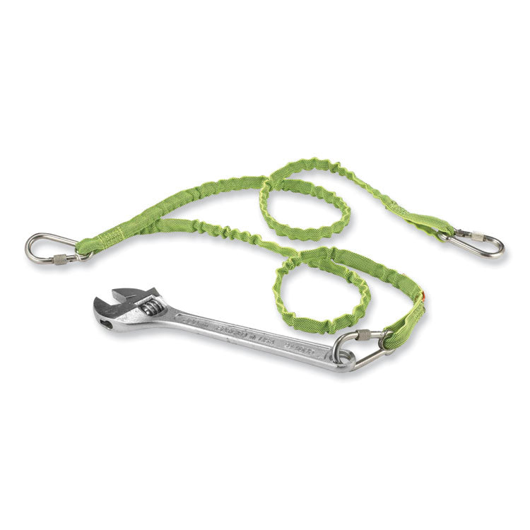 ergodyne® Squids 3311 Twin-Leg Tool Lanyard with Three Carabiners, 15lb Max Work Capacity, 35" to 42", Lime, Ships in 1-3 Business Days (EGO19083) Each