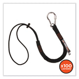 ergodyne® Squids 3105 Tool Lanyard w/Aluminum Carabiner+Cinch-Loop, 15lb Max Work Cap, 32" to 48", BK,100/PK,Ships in 1-3 Business Days (EGO19011) Each