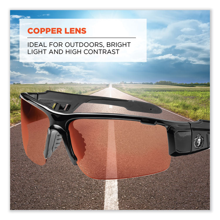 ergodyne® Skullerz Dagr Safety Glasses, Black Nylon Impact Frame, Copper Polycarbonate Lens, Ships in 1-3 Business Days (EGO52020) Each