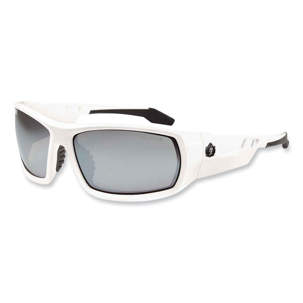 ergodyne® Skullerz Odin Safety Glasses, White Nylon Impact Frame, Silver Mirror Polycarbonate Lens, Ships in 1-3 Business Days (EGO50242)