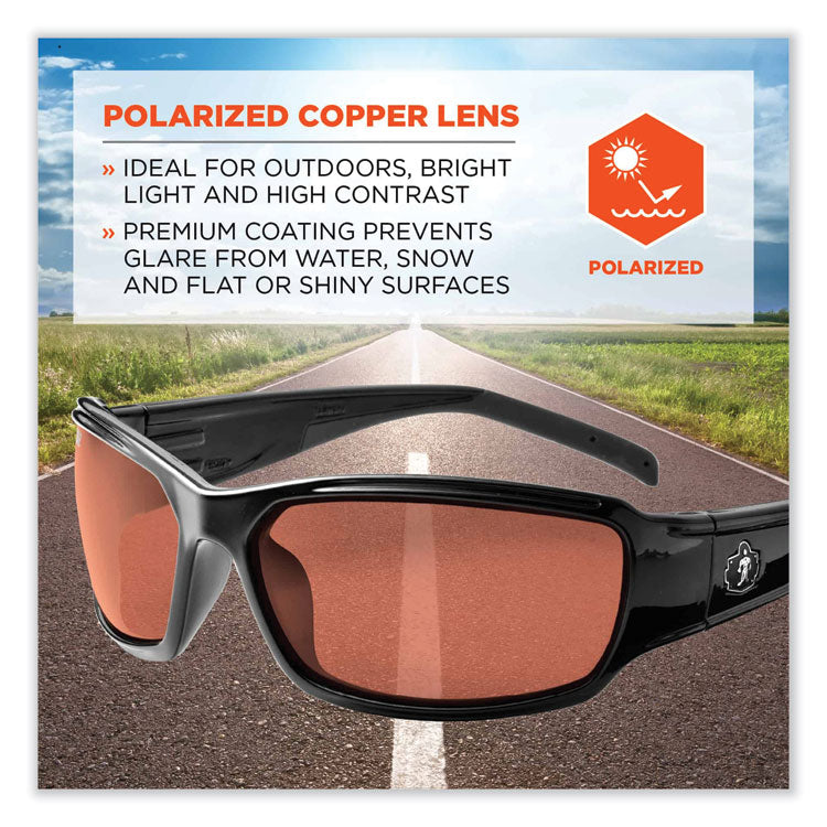 ergodyne® Skullerz Thor Safety Glasses, Black Nylon Impact Frame, Polarized Copper Polycarbonate Lens, Ships in 1-3 Business Days (EGO51021) Each