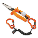 ergodyne® Squids 3166 Coiled Tool Lanyard with Two Carabiners, 2 lb Max Working Capacity, 12" Long, Black, Ships in 1-3 Business Days (EGO19162) Each