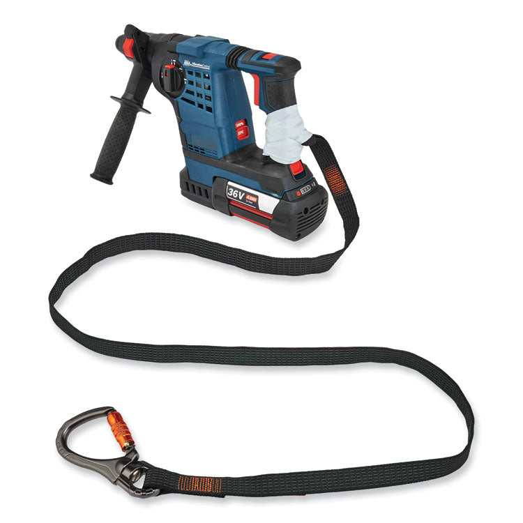 ergodyne® Squids 3129 Tool Lanyard w/Double-Locking Swivel Carabiner+Loop, 40 lb Max Work Cap, 76", Black, Ships in 1-3 Business Days (EGO19137) Each