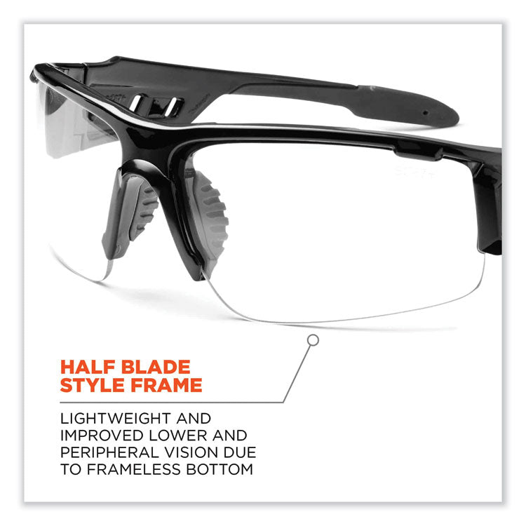 ergodyne® Skullerz Dagr Safety Glasses, Matte Black Nylon Impact Frame, Clear Polycarbonate Lens, Ships in 1-3 Business Days (EGO52400) Each