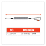 ergodyne® Squids 3156 Coiled Tool Lanyard with Carabiner, 2 lb Max Work Capacity, 12" to 48", Black/Orange, Ships in 1-3 Business Days (EGO19161) Each