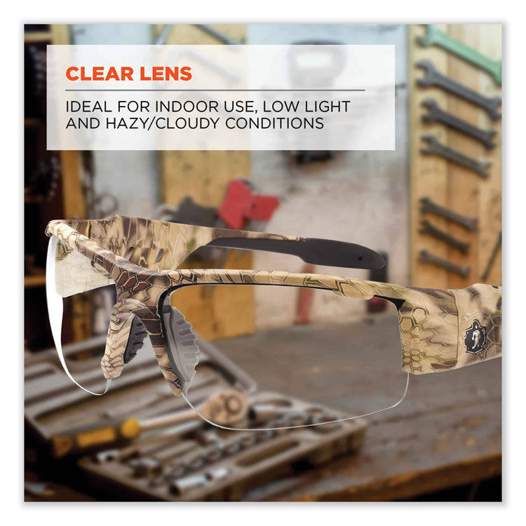 ergodyne® Skullerz Dagr Safety Glasses, Kryptek Highlander Nylon Impact Frame, Clear Polycarbonate Lens, Ships in 1-3 Business Days (EGO52300) Each
