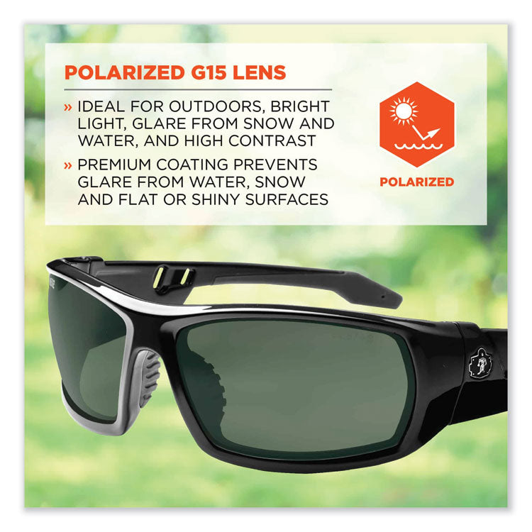 ergodyne® Skullerz Odin Safety Glasses, Black Nylon Impact Frame, Polarized G15 Polycarbonate Lens, Ships in 1-3 Business Days (EGO50071) Each