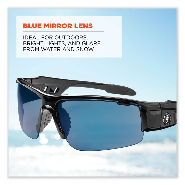 ergodyne® Skullerz Dagr Safety Glasses, Black Nylon Impact Frame, Blue Mirror Polycarbonate Lens, Ships in 1-3 Business Days (EGO52092) Each