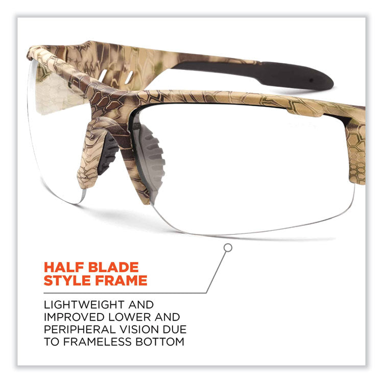 ergodyne® Skullerz Dagr Safety Glasses, Kryptek Highlander Nylon Impact Frame, Anti-Fog Clear, Ships in 1-3 Business Days (EGO52303) Each