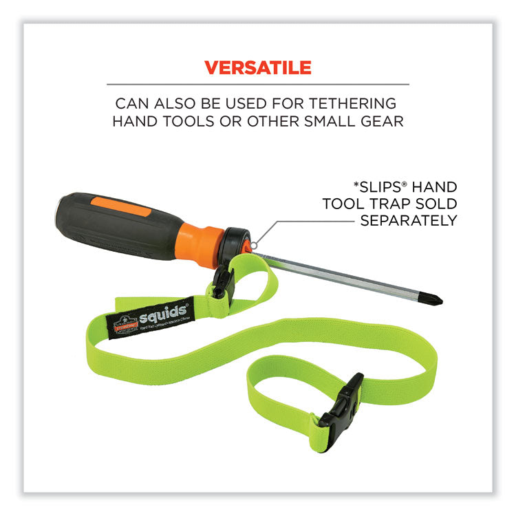 ergodyne® Squids 3150 Elastic Lanyard with Buckle, 2 lb Max Working Capacity, 18" to 48" Long, Lime, Ships in 1-3 Business Days (EGO19150) Each