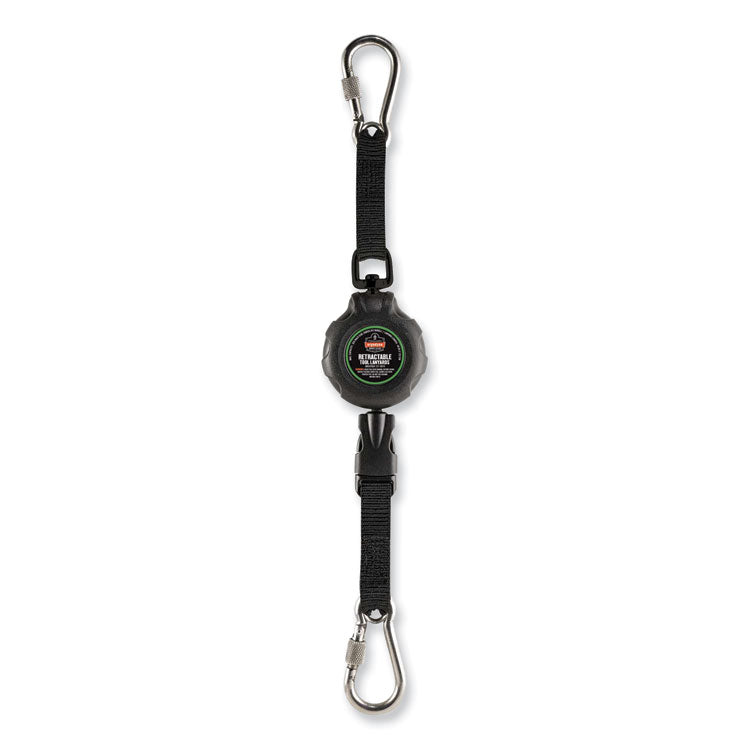 ergodyne® Squids 3000 Retractable Tool Lanyard with Carabiner Anchor, 1 lb Working Capacity, 48", Black, Ships in 1-3 Business Days (EGO19300) Each