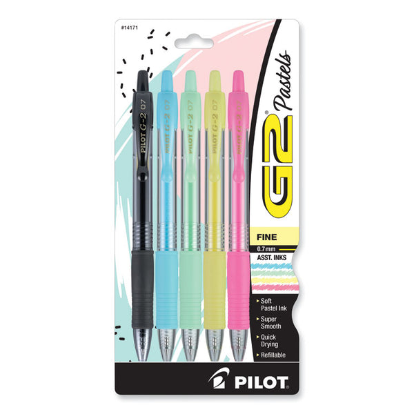 Pilot® G2 Pastel Gel Pen, Retractable, Fine 0.7 mm, Assorted Pastel Ink and Barrel Colors, 5/Pack (PIL14171)