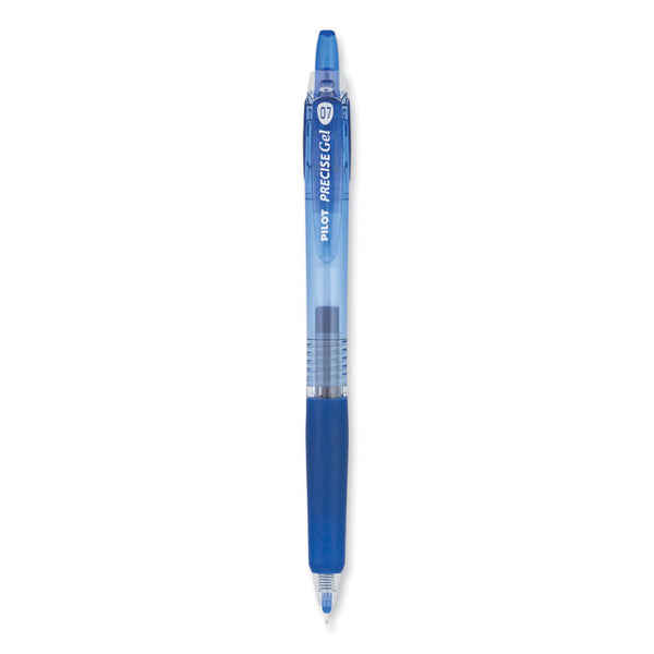 Pilot® Precise Gel BeGreen Gel Pen, Retractable, Fine 0.7 mm, Blue Ink, Translucent Blue Barrel, Dozen (PIL15002)