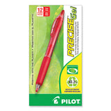 Pilot® Precise Gel BeGreen Gel Pen, Retractable, Fine 0.7 mm, Red Ink, Translucent Red Barrel, Dozen (PIL15003)