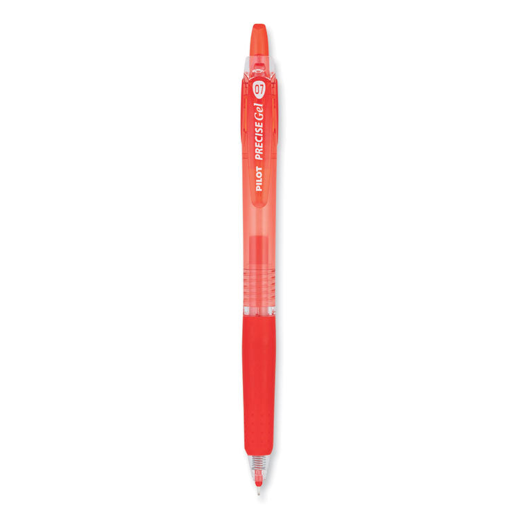 Pilot® Precise Gel BeGreen Gel Pen, Retractable, Fine 0.7 mm, Red Ink, Translucent Red Barrel, Dozen (PIL15003)