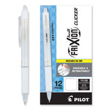 Pilot® FriXion Clicker Design Erasable Gel Pen, Retractable, Extra-Fine 0.5 mm, Black Ink, White Barrel, Dozen (PIL15128)