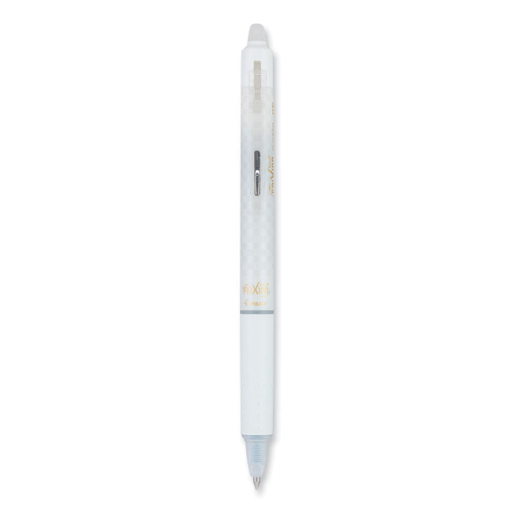 Pilot® FriXion Clicker Design Erasable Gel Pen, Retractable, Extra-Fine 0.5 mm, Black Ink, White Barrel, Dozen (PIL15128)