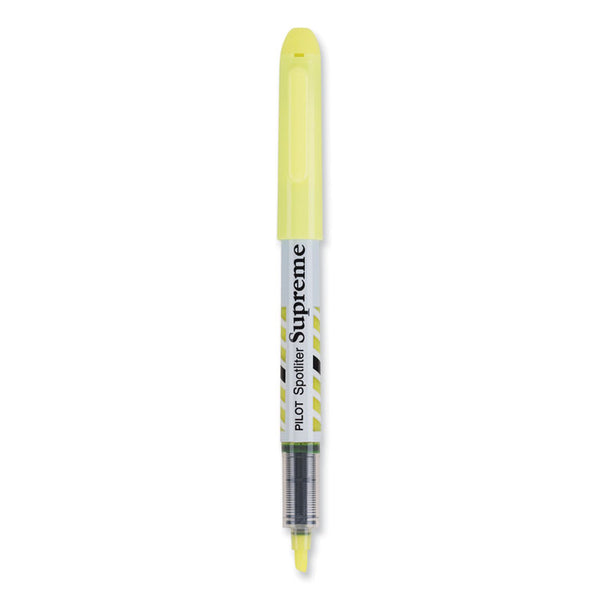 Pilot® Spotliter Supreme Highlighter, Fluorescent Yellow Ink, Chisel Tip, Yellow/White Barrel, Dozen (PIL16008)