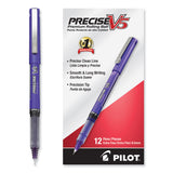 Pilot® Precise V5 Roller Ball Pen, Stick, Extra-Fine 0.5 mm, Purple Ink, Purple/Clear Barrel, Dozen (PIL25106)