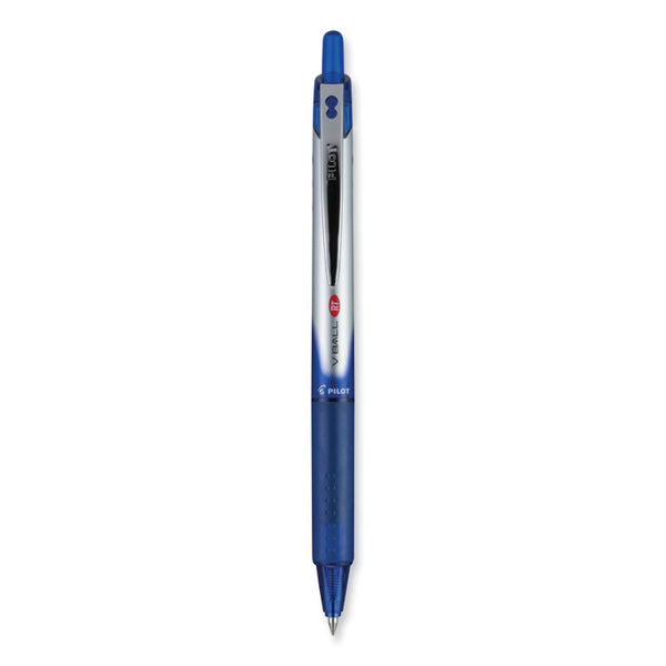 Pilot® VBall RT Liquid Ink Roller Ball Pen, Retractable, Fine 0.7 mm, Blue Ink, Blue/White Barrel, Dozen (PIL26207)