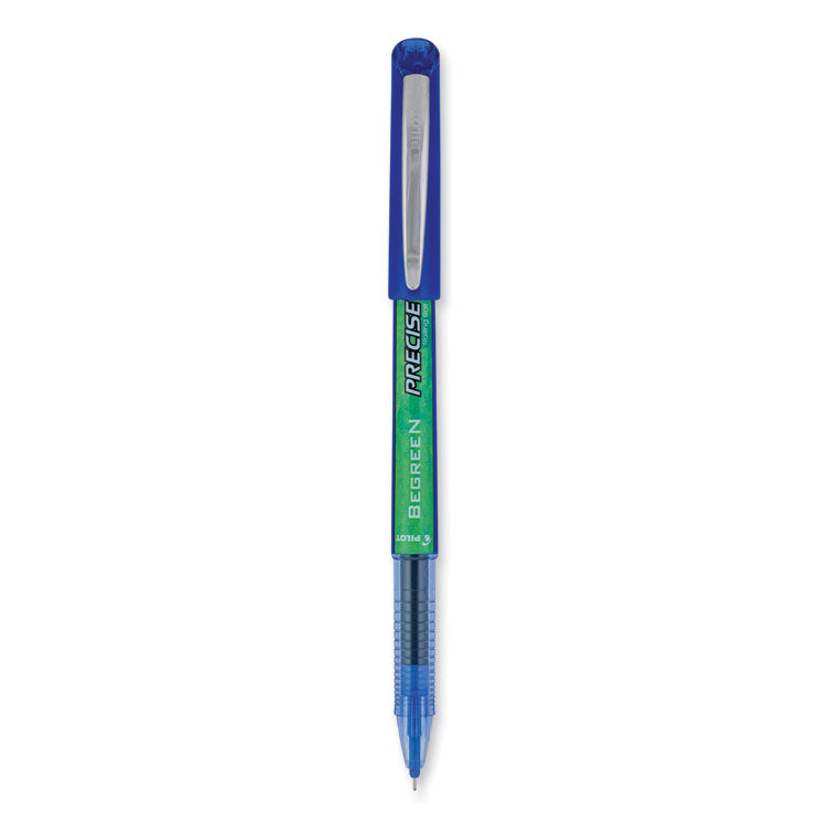 Pilot® Precise V5 BeGreen Roller Ball Pen, Stick, Extra-Fine 0.5 mm, Blue Ink, Blue Barrel, Dozen (PIL26301)