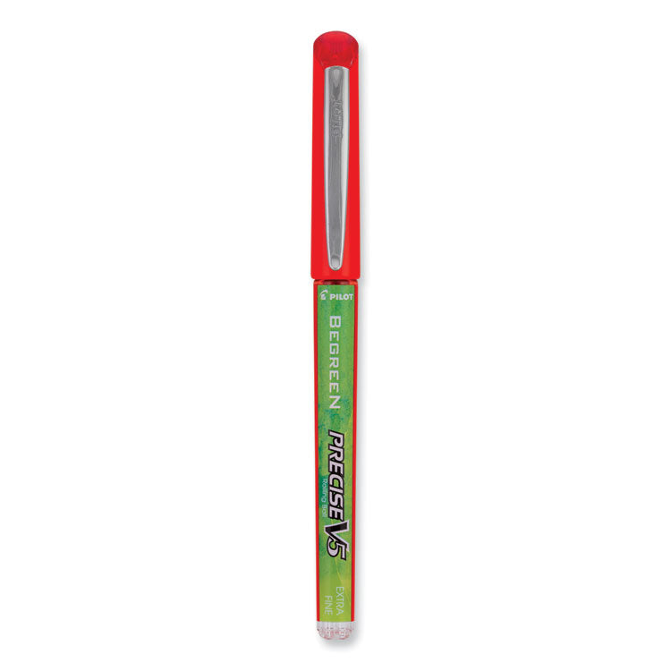 Pilot® Precise V5 BeGreen Roller Ball Pen, Stick, Extra-Fine 0.5 mm, Red Ink, Red Barrel, Dozen (PIL26302)