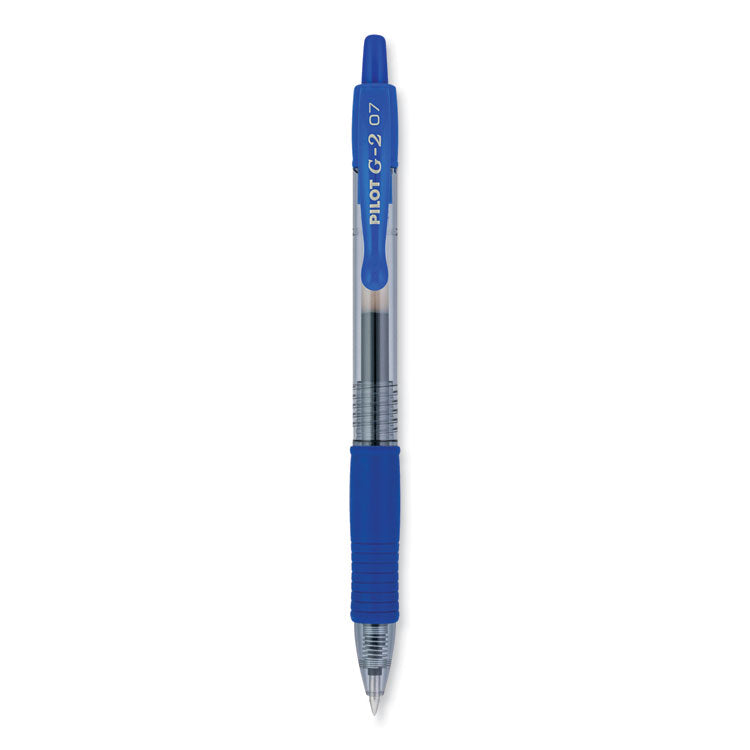 Pilot® G2 Premium Gel Pen, Retractable, Fine 0.7 mm, Blue Ink, Smoke/Blue Barrel, 2/Pack (PIL31032)