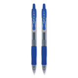 Pilot® G2 Premium Gel Pen, Retractable, Fine 0.7 mm, Blue Ink, Smoke/Blue Barrel, 2/Pack (PIL31032)